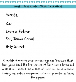 Articles of Faith Packet Month 1: First Article of Faith-The Godhead