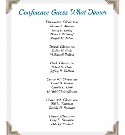 General Conference Guess What Dinner
